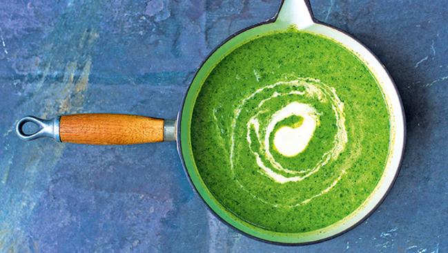 Super green soup with cashew cream.