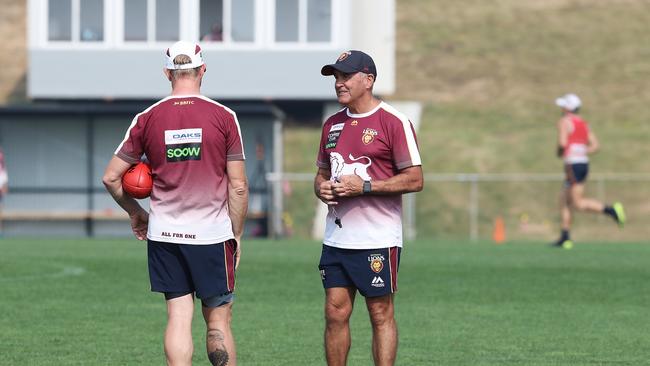 Brisbane Lions coach Chris Fagan at their pre-season camp at the Twin Ovals in Tasmania. Picture: LUKE BOWDEN