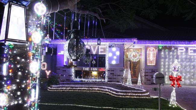 FLASHBACK TO 2015: Carole Woodland's homemade Christmas decorations light up her street in Bracken Ridge. Picture: Jacqueline Henry