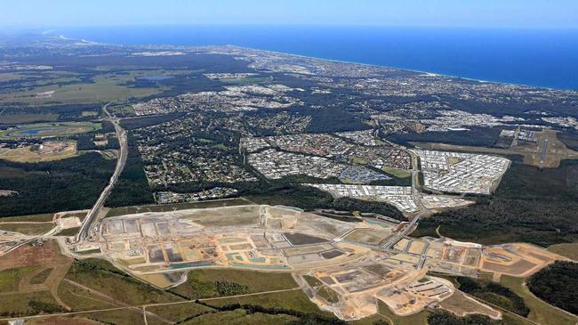 Aerial view of Caloundra South/Aura dated October 24, 2016, supplied by Stockland. Shows suburb of Baringa being prepared for houses. Picture: Contributed