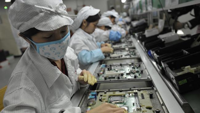 Tightening Covid-19 restrictions are impacting output at Apple’s main assembling facility in Zhengzhou, China. Picture: AFP