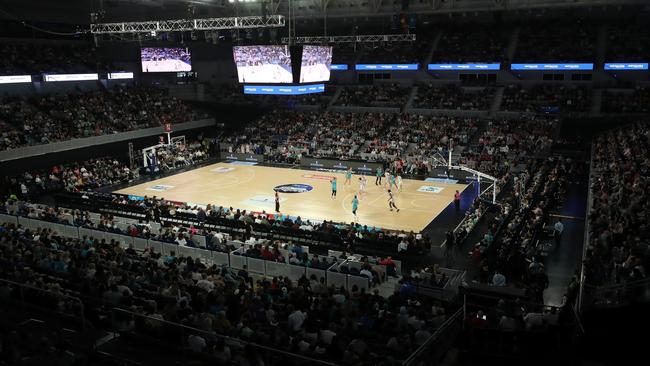 A record WNBL crowd attended John Cain Arena. Picture: Kelly Defina