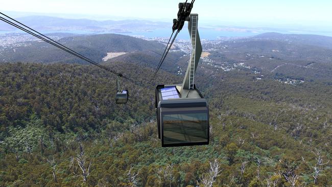 A previous artists impressions of what the proposed cable car on Mount Wellington could look like. Picture: supplied