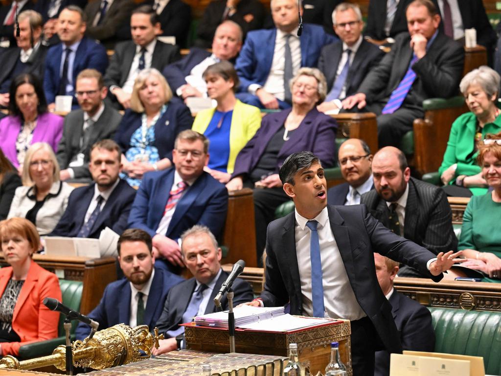 Prime Minister Rishi Sunak speaking during the weekly session of Prime Minister's Questions (PMQs) in the House of Commons, April 17, 2024. Picture: Jessica Taylor/AFP