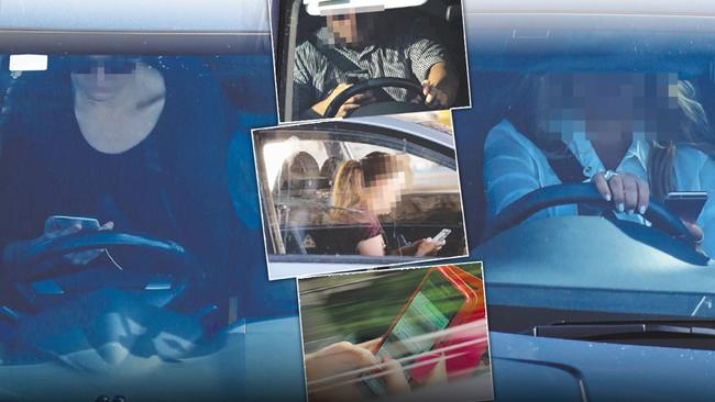 Motorists caught using mobile phones on various Sydney roads.