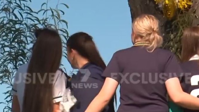 Locals at the scene of a horror head-on crash at Beaudesert Sunday night. Picture: 7 News Brisbane