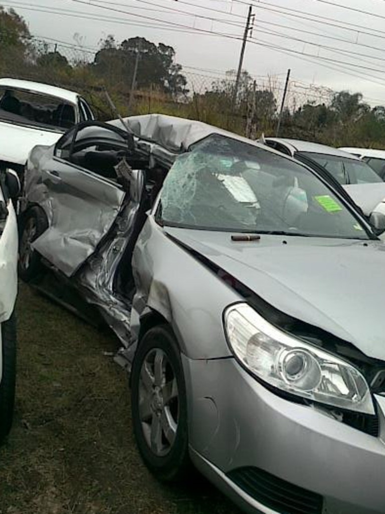 Cadee’s car was almost bent in half. Picture: Supplied