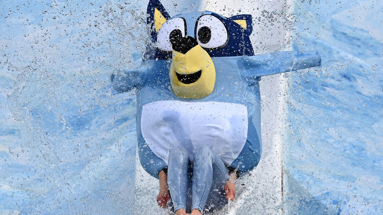 Daisy Pearce in costume as cartoon character Bluey. Picture: Quinn Rooney/Getty Images