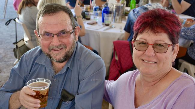 Lance and Janine Jarrett, from South Mackay, at the Lunch with Matt Golinski at the 2021 St Lawrence Wetlands Weekend. Picture: Rae Wilson