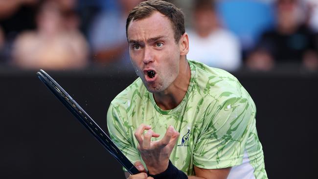 Roman Safiullin lost to Thanasi Kokkinakis on Kia Arena in round one of the Australian Open. Picture: Mark Stewart