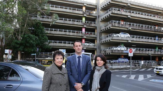 Advocates of Manly Oval and Whistler St plan - Jean Hay, Daniel Robertson, Tracey Mietzke- have their say ahead of a public rally. Picture: Virginia Young.