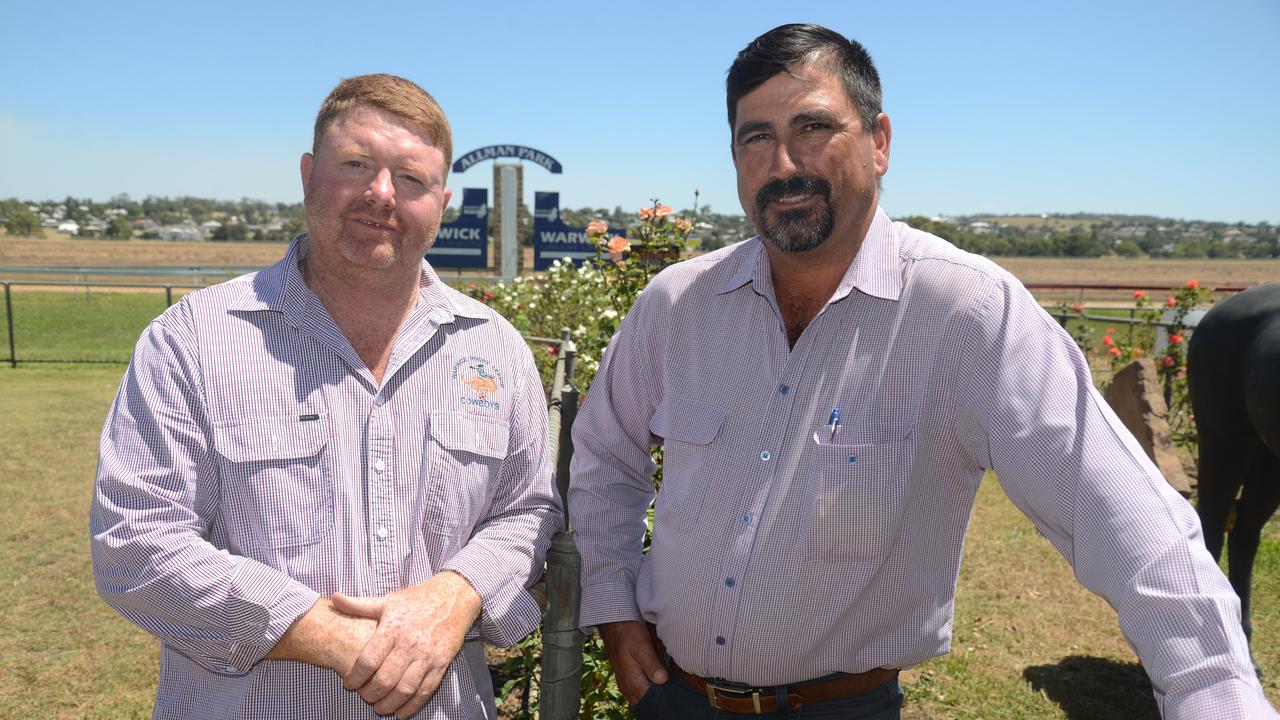 STRONG RUNNERS: Warwick Cowboys president Dayne Barrett and Warwick Turf Club president Phil Grant are ready ahead of Saturday’s race.