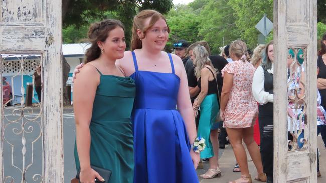 Tara Cooke and Sophie Hughes at the Hervey Bay State High School formal.