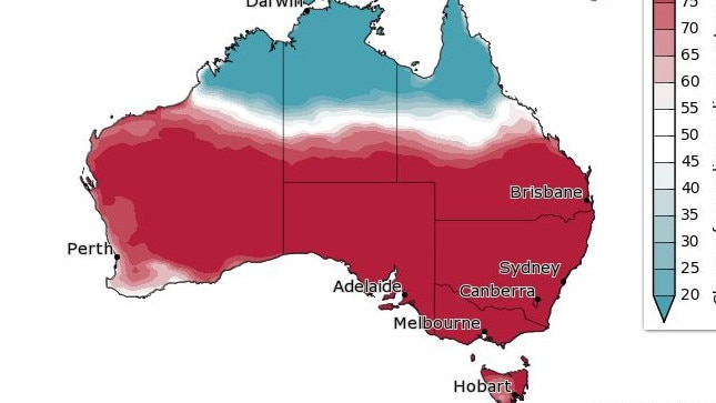 The Bureau of Meteorology's Spring Outlook shows most areas of Australia are expected to have above-media temperatures this season.