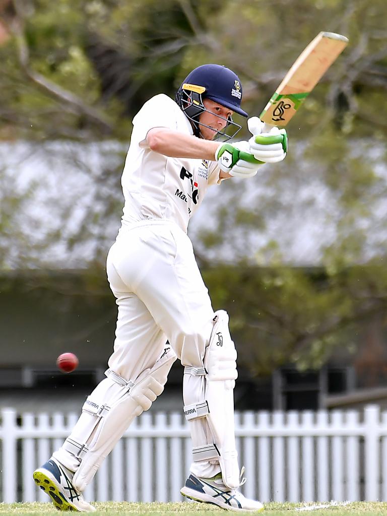 University batsman Bryce Street University v Ipswich in the Sci-Fleet first grade competition. Saturday October 1, 2022. Picture, John Gass
