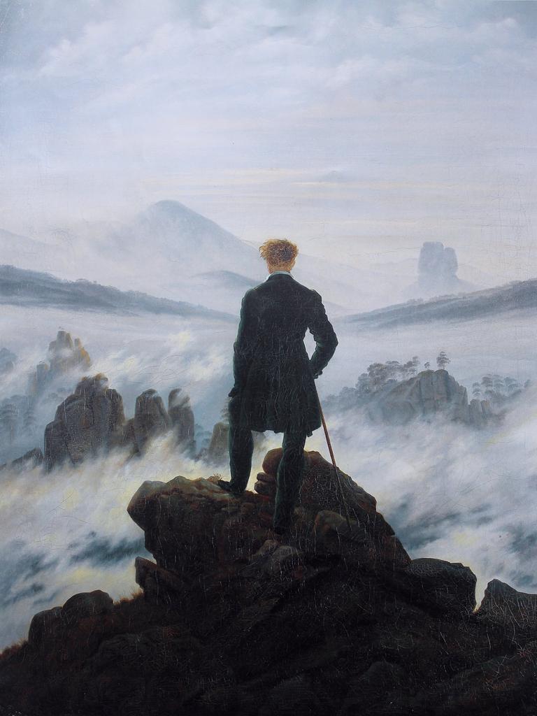 Wanderer Above a Sea of Fog, by Caspar David Friedrich. Hamburger Kunsthalle