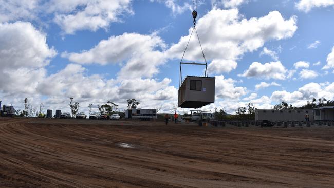 Workers accommodation under construction at the Clarke Creek Wind Farm site in July 2022.