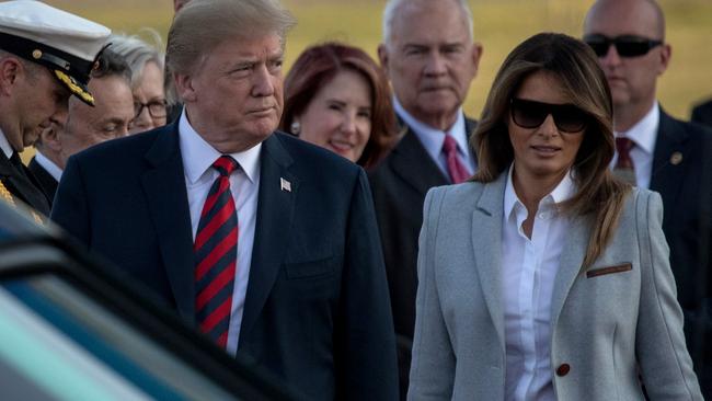 Donald and Melania Trump arrive at Helsinki International Airport. Picture: Getty Images.