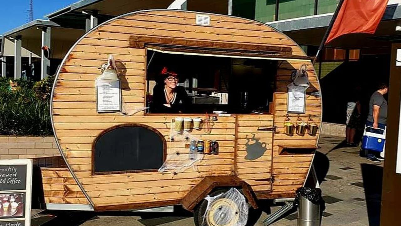 Cara-Bean owner Leesa Sheedy serving up coffee in her hand-built van.