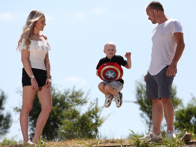 Kelly and Russell Green with Chase, who aspires to be Australia’s first ninja-cop. Picture: Robert Pozo