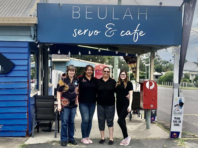 Bev Martin, Malae Va'Aulu, Venus De Busch, and Delilah Kilpatrick pictured outside Beulah Servo and Cafe which generates income for Campfire Healing. Picture: Supplied