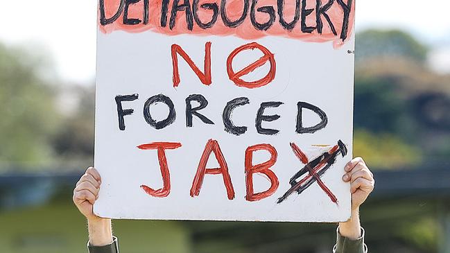 The group marched around holding signs. Picture: NCA NewsWire / Ian Currie