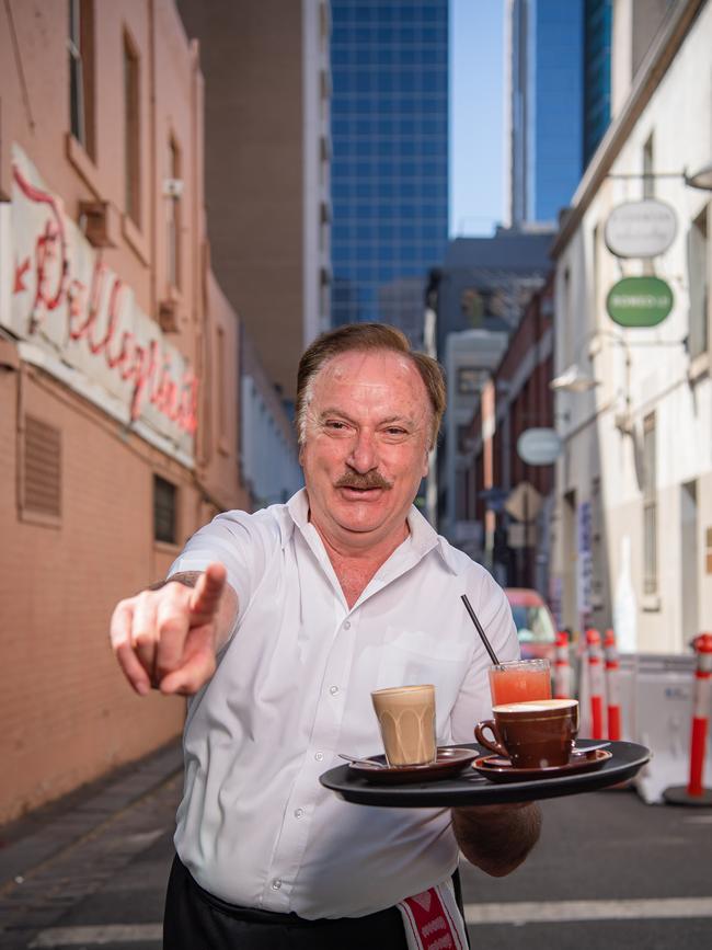 Rocco Elice works at CBD icon Pellegrini’s. Picture: Jason Edwards