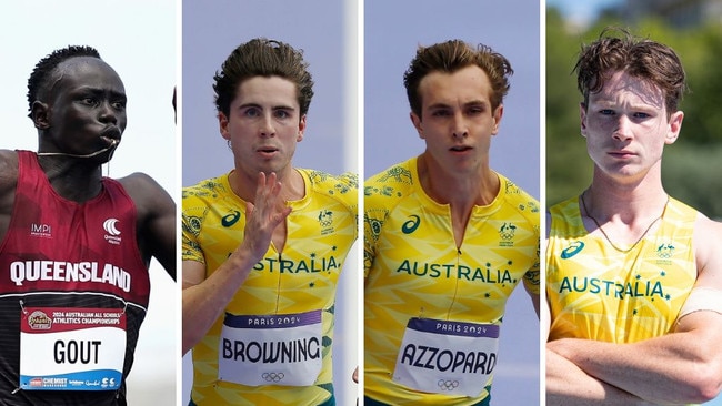 Australian sprint sensations Gout Gout, Rohan Browning, Joshua Azzopardi and Lachlan Kennedy.