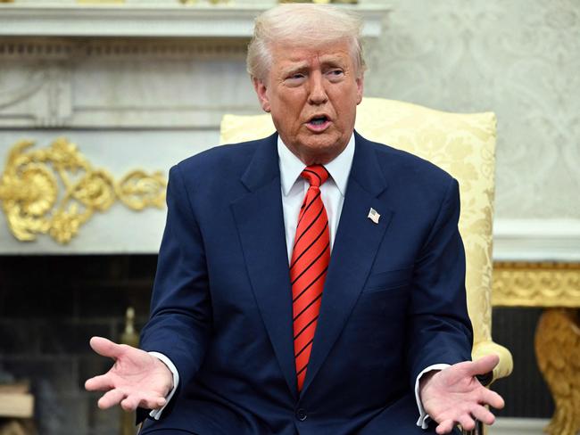 US President Donald Trump speaks to the press as he meets with NATO Secretary General Mark Rutte in the Oval Office of the White House in Washington, DC, on March 13, 2025. (Photo by Mandel NGAN / AFP)