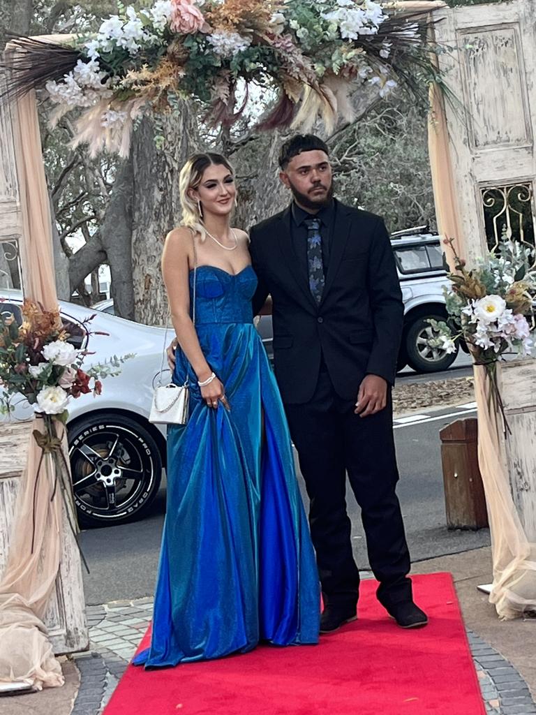Kiara Dugdell and Joseph Shipp arrive at the Hervey Bay State High School formal.