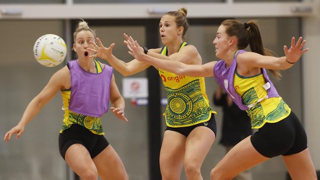 Diamonds players trained in Hobart on Saturday. Picture: Nikki Davis-Jones