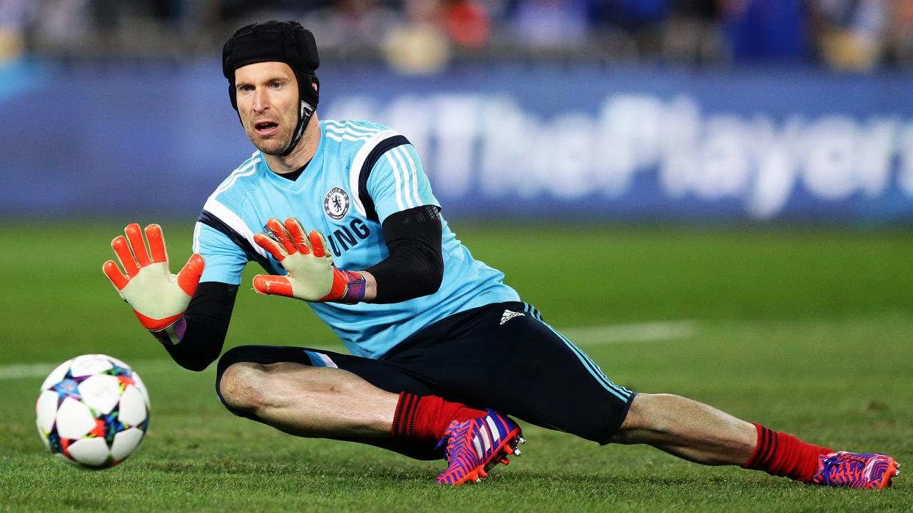 Chelsea FC's Petr Cech warms up before the Chelsea FC v Sydney FC friendly at ANZ Stadium, Sydney. Pic Brett Costello