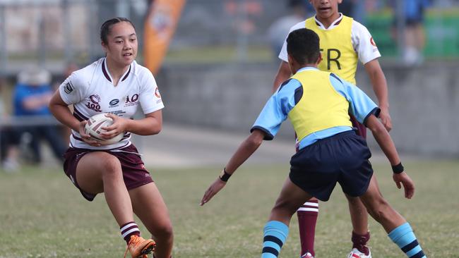 Keira Rangi training for the under 12 Queensland side. PIC: Peter Wallis