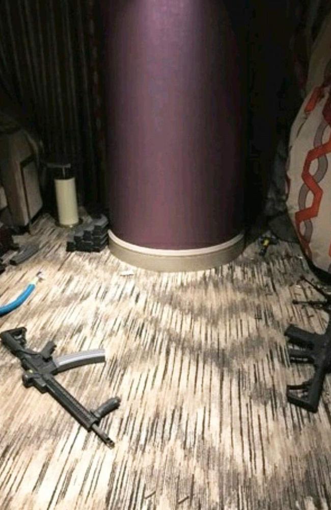 Inside shooter Stephen Paddock's room at Mandalay Bay hotel, Las Vegas. Picture: Supplied