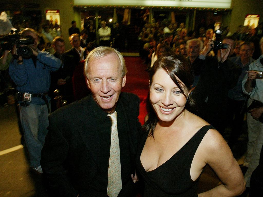 Paul Hogan and wife Linda Kozlowski at the world premiere of the film Strange Bedfellows in Albury in 2004. Picture: Supplied