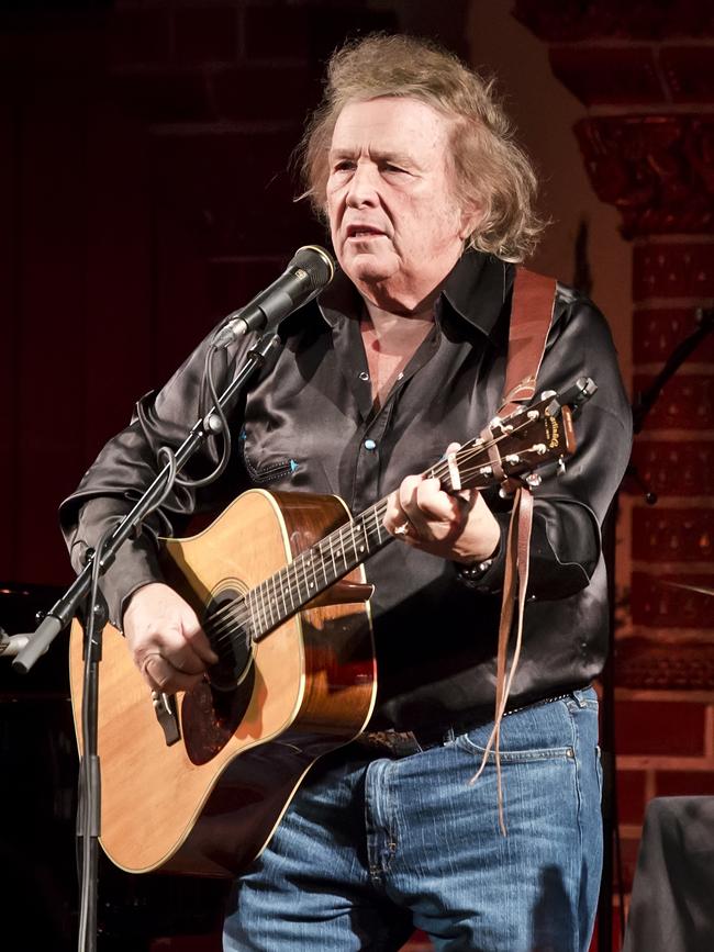 American singer Don McLean performs live on stage during a concert at the Passionskirche in 2018 in Berlin.