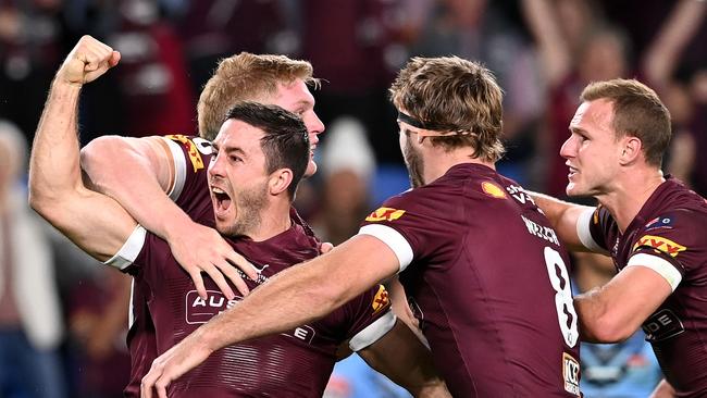 Man of the match Ben Hunt celebrates after scoring a try. Picture: Getty Images