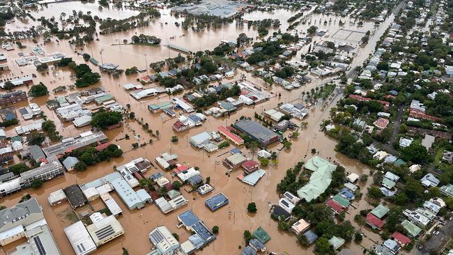 Floodwaters inundate the northern NSW city of Lismore in March. Picture: AFP