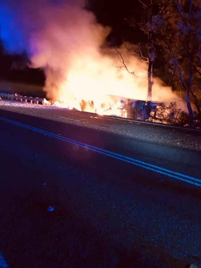 The scene of the fatal crash on the New England Highway.