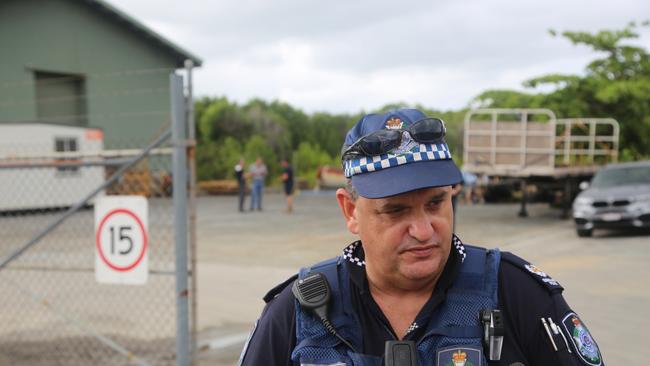 Acting Senior Sergeant Gil Dyett talks about the search for a man missing at Chinaman Creek in Cairns after failing to return from putting crab pots in after work. Picture: Chris Calcino