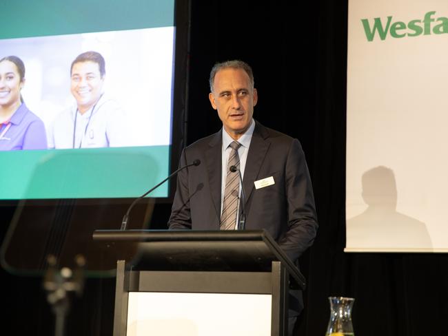 Wesfarmers CEO Rob Scott presenting at the strategy day. Picture: David Berrie