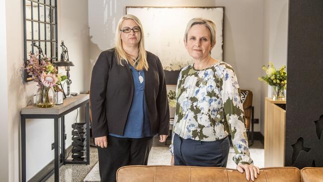 Rebecca Fogarty (left) and Simone Files co-owners of Blackbird and Finch real estate have to deal horror tenants. Monday, June 20, 2022. Picture: Nev Madsen.