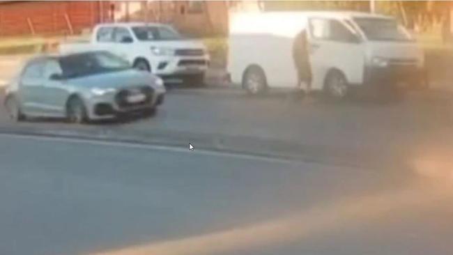 Travis Turner pictured with his van after the hit-run. Picture: 7NEWS