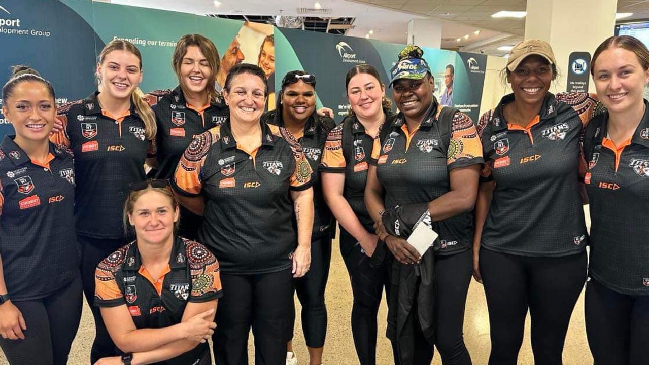 The 2023 NT rep women's squad at the airport before heading to the National Championships on the Gold Coast.