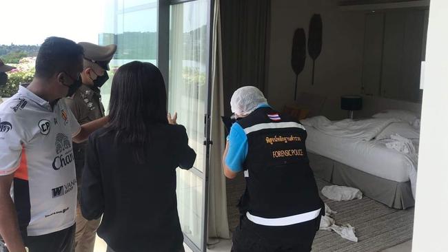 Police inside the villa on Koh Samui, Thailand where cricketer Shane Warne was found dead from an apparent heart attack. Source: Royal Thai Police via Matichon online