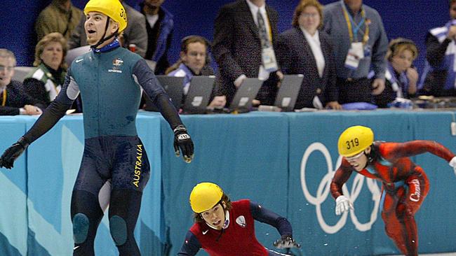 Last man standing: Bradbury skating to victory in Salt Lake City.