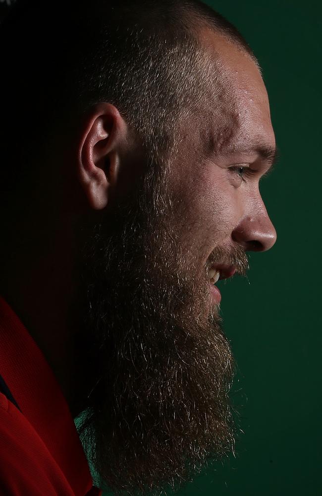 Melbourne ruckman Max Gawn says he’s developed into a person he’s proud of. Picture: Wayne Ludbey