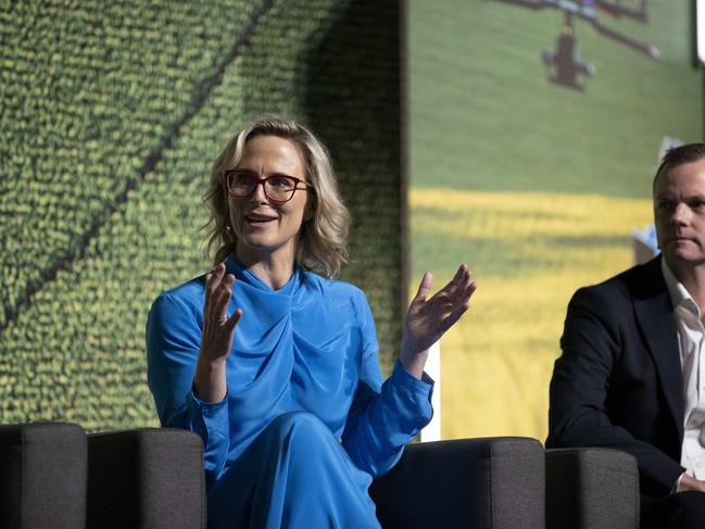 Thursday 25th May 2023.  The Australian.  The Australian Global Food Forum 2023 at Crown, Melbourne.  Elke Pascoe, CEO and Founder of LittleOak, and Richard Glenn, General Manager Commercial, Darrell Lea.Photograph by Arsineh Houspian.