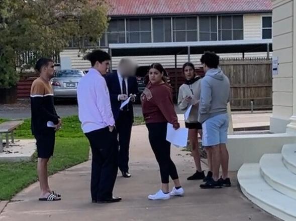 Mallita Wolf, Elijah Hall, Gypsy-Lee Jackson, Jamie Jackson, and Jack Fing appeared in Roma Magistrates Court after their alleged involvement in an affray at McDonald's Roma. Photo: Jacklyn O'Brien.