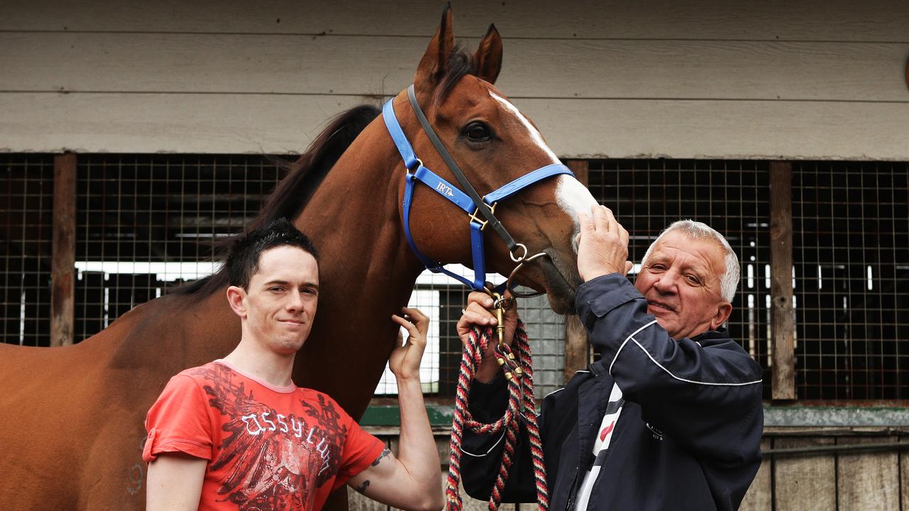 Blast from the past: Jay Ford, trainer Joe Janiak and Takeover Target at Warwick Farm back in 2009. Picture: Brett Costello.